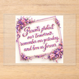 Invitations En Acrylique Cadeau pour maman papa parents citation d'amour fl