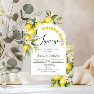 Invitations En Acrylique Cadeau principal de maman bain de bébé au citron