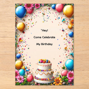 Invitations En Acrylique Cadre coloré de célébration d'anniversaire