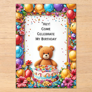 Invitations En Acrylique Cadre coloré de célébration d'anniversaire