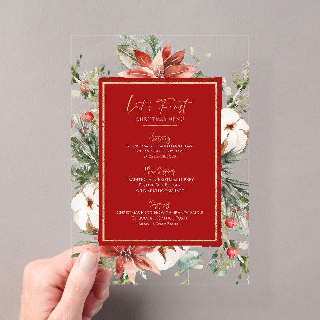 Invitations En Acrylique Cadre de fleurs de Noël tropicales (In situ (ordinateur de poche))