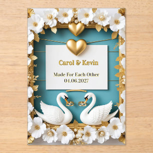 Invitations En Acrylique Cadre de mariage cygne pour décoration de mariage 