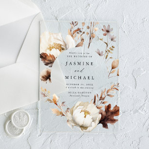 Invitations En Acrylique Cadre de mariage floral automnal rustique en cercl
