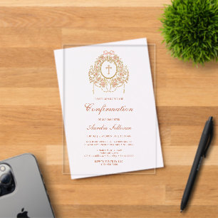 Invitations En Acrylique Cadre élégant Confirmation de la Sainte Croix