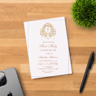 Invitations En Acrylique Cadre élégant Sainte Croix Première Sainte Communi