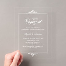 Cadre Vintage Blanc Annonce de Fiançailles Party O