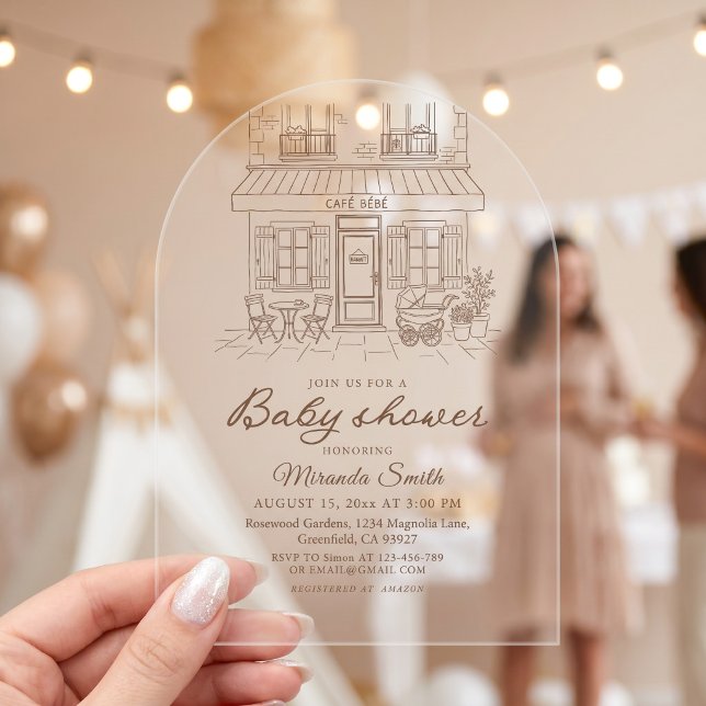 Invitations En Acrylique Cafe Bebe Baby Shower  (Créateur téléchargé)