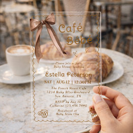 Invitations En Acrylique Cafe Bebe French Coffee Shop Themed Baby Shower