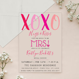 Invitations En Acrylique Câlins et bisous (XOXO) Saint-Valentin Enterrement