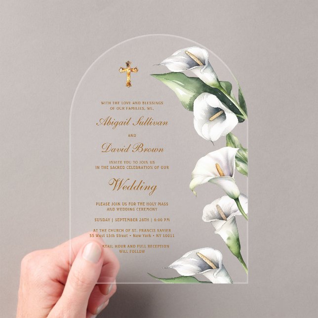 Invitations En Acrylique Calla Lilies Arch Religious Wedding (In situ (ordinateur de poche))