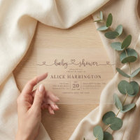 Calligraphie cardiaque Baby shower Brown minimalis