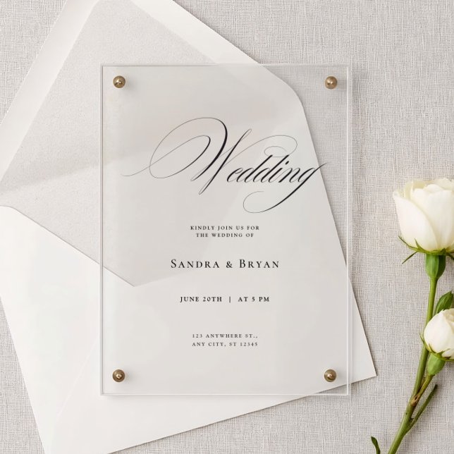 Invitations En Acrylique Calligraphie Classique Élégant Mariage (Créateur téléchargé)