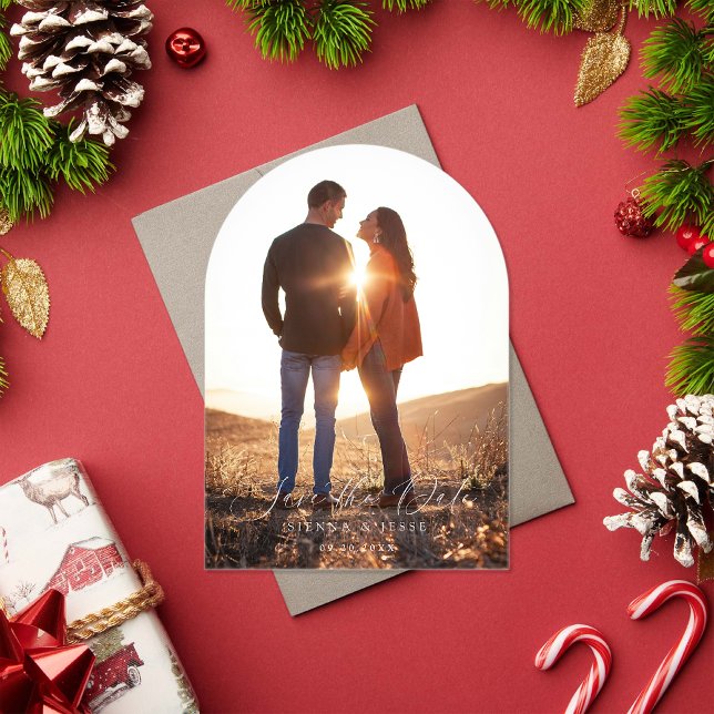 Invitations En Acrylique Calligraphie classique moderne Script Photo Holida (Créateur téléchargé)