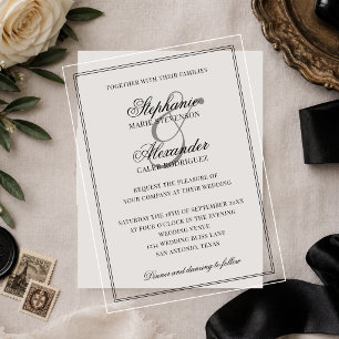 Invitations En Acrylique Calligraphie Élégante Esthétique Argent de Famille