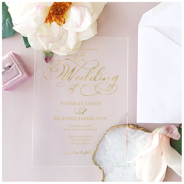 Invitations En Acrylique Calligraphie Élégante Simple pour Mariage (Créateur téléchargé)