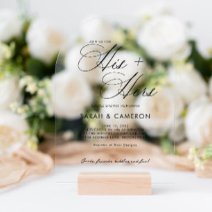 Invitations En Acrylique Calligraphie Élégante Son Sa Couple Baby Shower Ar