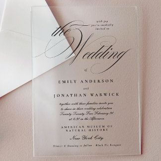 Invitations En Acrylique Calligraphie Formelle Élégante Tuxedo Le Mariage