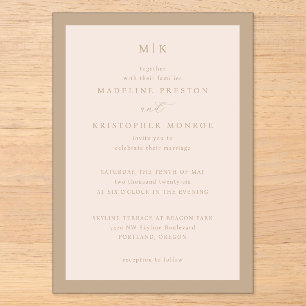 Invitations En Acrylique Calligraphie minimaliste beige élégant