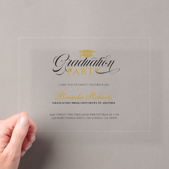 Invitations En Acrylique Calligraphie noire sur mesure avec photo (In situ (ordinateur de poche))