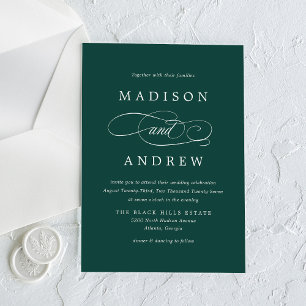 Invitations En Acrylique Calligraphie verte de mariage adorée