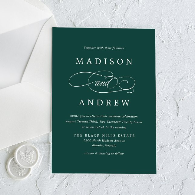 Invitations En Acrylique Calligraphie verte de mariage adorée (Créateur téléchargé)