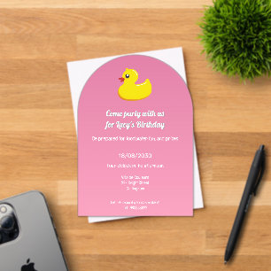 Invitations En Acrylique canard en caoutchouc en rose - fête d'anniversaire
