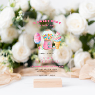 Invitations En Acrylique Candy Pink Un Baby shower sucré est en route