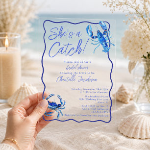 Invitations En Acrylique Capricieuse Elle est un Poisson Bleu de la Côte Ma