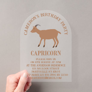 Invitations En Acrylique Capricorne Star Signal Chèvre Personnalisé Anniver