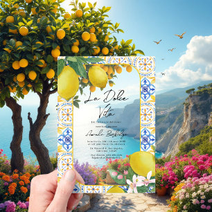 Invitations En Acrylique Carrelage italien et Fête des mariées citron - La