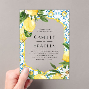 Invitations En Acrylique Carrelage marocain et citrons Mariage méditerranée