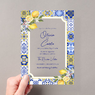 Invitations En Acrylique Carrelage Méditerranéen Italien & Mariage au Citro