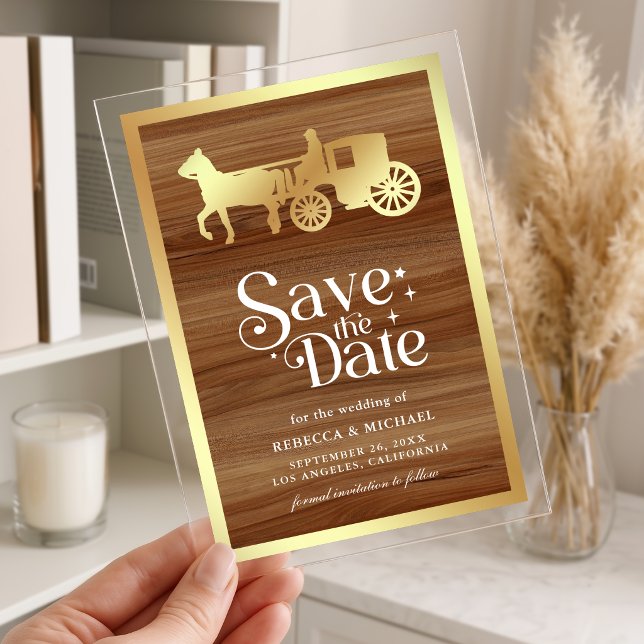 Invitations En Acrylique Carrosse Mariage Conte de Fées Oré Save the Date (Créateur téléchargé)