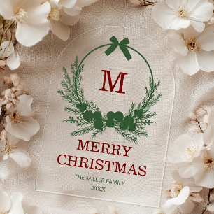 Invitations En Acrylique Carte acrylique moderne Wreath Joyeux Noël