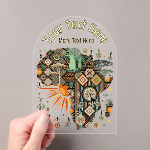 Invitations En Acrylique Carte d'Afrique Éléments Tribaux Décoratifs Motif