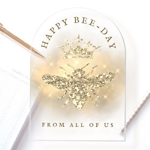 Invitations En Acrylique Carte d'anniversaire de la reine abeille pailletée