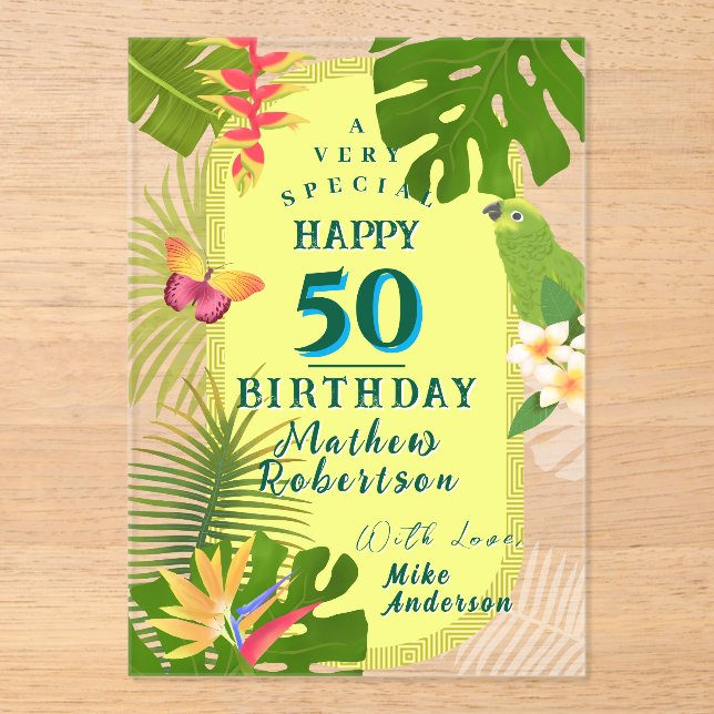 Invitations En Acrylique Carte d'anniversaire du paradis tropical (Recto)