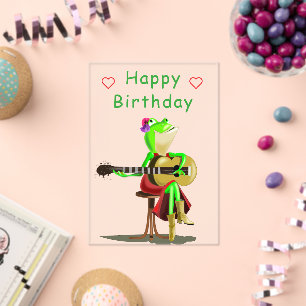 Invitations En Acrylique Carte d'anniversaire joyeuse avec grenouille jouan