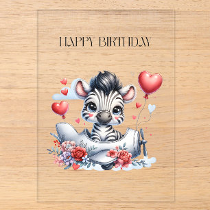 Invitations En Acrylique Carte d'anniversaire Zèbre Avion