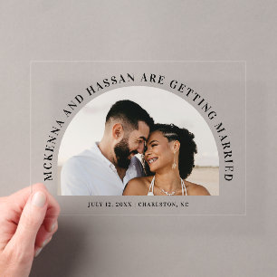 Invitations En Acrylique Carte d'annonce de fiançailles en acrylique avec a