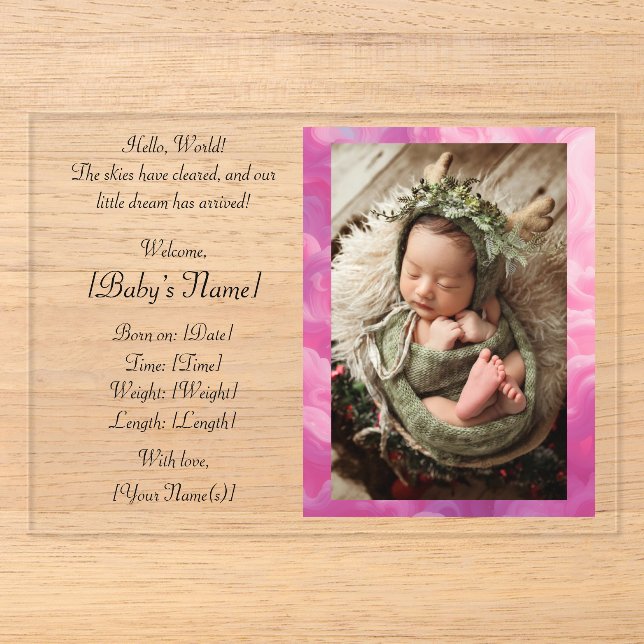 Invitations En Acrylique Carte d'annonce plate (Recto)