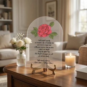 Invitations En Acrylique Carte de condoléances en acrylique personnalisée a