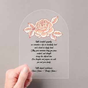 Invitations En Acrylique Carte de condoléances en acrylique personnalisée a