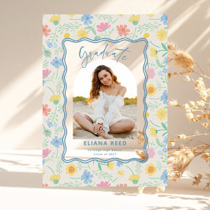 Invitations En Acrylique Carte de fin d'études en acrylique avec fleurs sau
