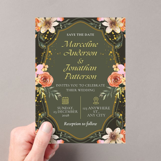 Invitations En Acrylique carte de mariage (In situ (ordinateur de poche))