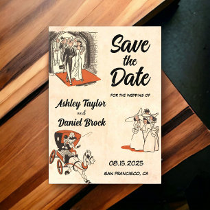 Invitations En Acrylique Carte de mariage vintage rétro romantique de bande