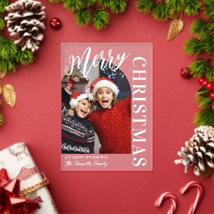 Invitations En Acrylique Carte de Noël en forme d'arche Photo Écriture Blan