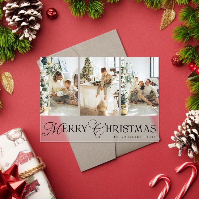 Invitations En Acrylique Carte de Noël moderne à collage de 3 photos (Insitu (vacances))