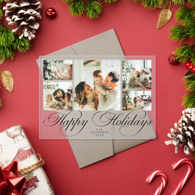 Invitations En Acrylique Carte de Noël moderne élégante avec collage de pho (Insitu (vacances))