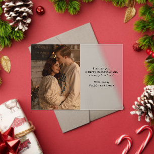 Invitations En Acrylique Carte de Noël photo couple typographie simple